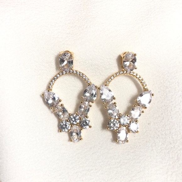 18k Gold Filled Diamond Statement Earrings - Picture 5 of 7